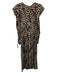Farm Rio Size M Brown & Black Viscose Leopard Print Long Sleeve V Neck Dress Brown & Black / M