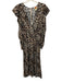 Farm Rio Size M Brown & Black Viscose Leopard Print Long Sleeve V Neck Dress Brown & Black / M