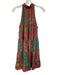 Paani Size S Red, Green & Multi Polyester Sleeveless Paisley Tassel V Neck Dress Red, Green & Multi / S