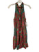 Paani Size S Red, Green & Multi Polyester Sleeveless Paisley Tassel V Neck Dress Red, Green & Multi / S