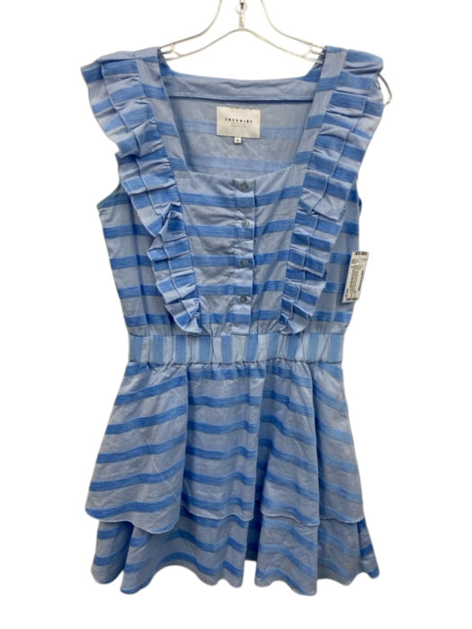 The Shirt Rochelle Behrens Size S Blue Cotton Ruffle Cap Sleeve Dress Blue / S