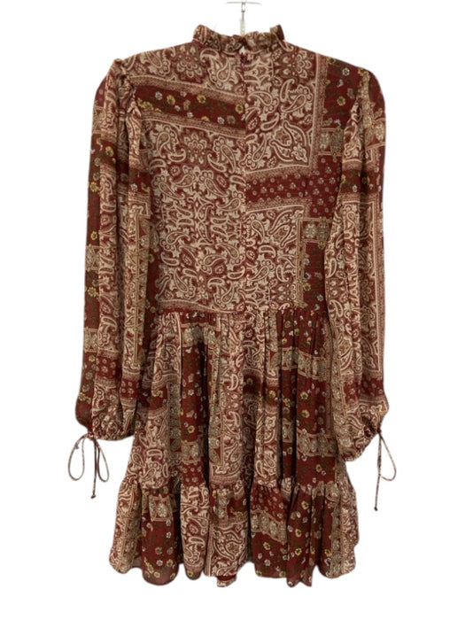 Indikah by Angel biba Size S Red, Beige & Multi Polyester Floral Abstract Dress Red, Beige & Multi / S