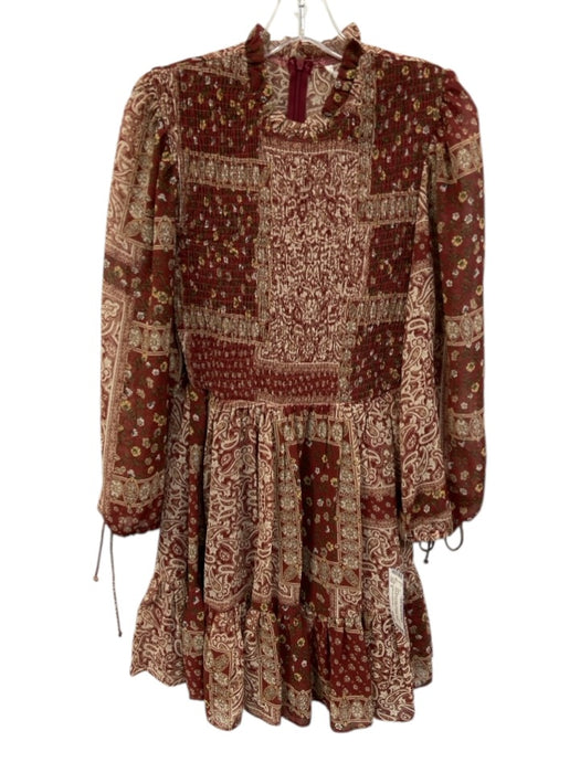 Indikah by Angel biba Size S Red, Beige & Multi Polyester Floral Abstract Dress Red, Beige & Multi / S