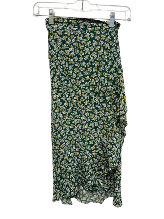 Faithful The Brand Size XS Green, Yellow, Pink Rayon Wrap Floral Ruffle Skirt Green, Yellow, Pink / XS
