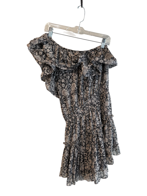 Misa Size Sm & Med Black & Gray Viscose Lined One Shoulder Floral Dress Black & Gray / Sm & Med