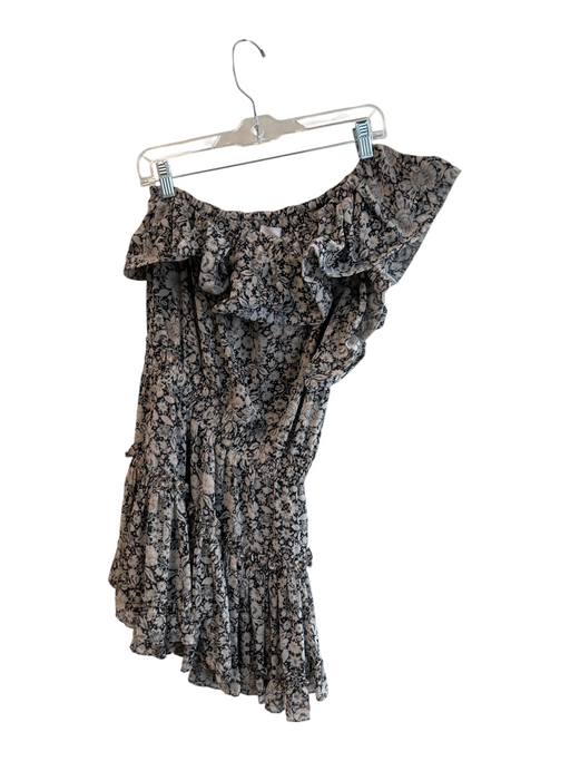 Misa Size Sm & Med Black & Gray Viscose Lined One Shoulder Floral Dress Black & Gray / Sm & Med