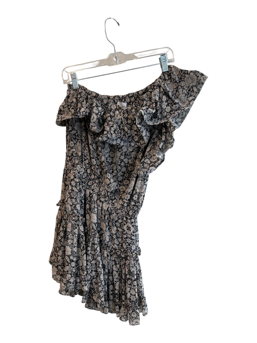 Misa Size Sm & Med Black & Gray Viscose Lined One Shoulder Floral Dress Black & Gray / Sm & Med
