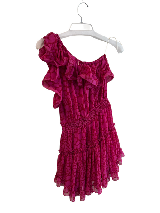 Misa Size Sm & Med Cranberry & pink Viscose Lined One Shoulder Floral Dress Cranberry & pink / Sm & Med