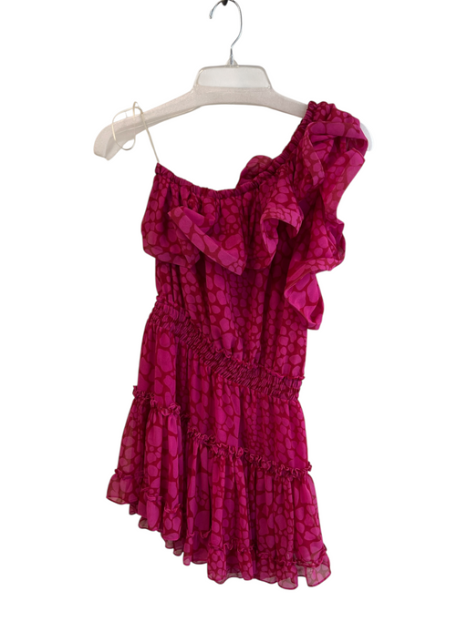 Misa Size Sm & Med Cranberry & pink Viscose Lined One Shoulder Floral Dress Cranberry & pink / Sm & Med