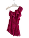 Misa Size Sm & Med Cranberry & pink Viscose Lined One Shoulder Floral Dress Cranberry & pink / Sm & Med