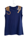 Queen of Sparkles Size Sm & Med Navy Cotton Blend Tiger Sequins Round Neck Dress Navy / Sm & Med