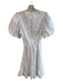 Dissh Size 6 White Linen Side Zip Short Puff Sleeve Round Neck Above Knee Dress White / 6