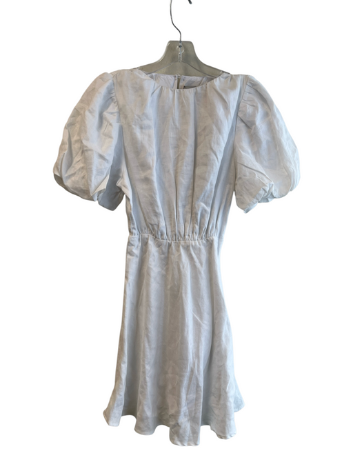 Dissh Size 6 White Linen Side Zip Short Puff Sleeve Round Neck Above Knee Dress White / 6
