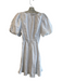 Dissh Size 6 White Linen Side Zip Short Puff Sleeve Round Neck Above Knee Dress White / 6