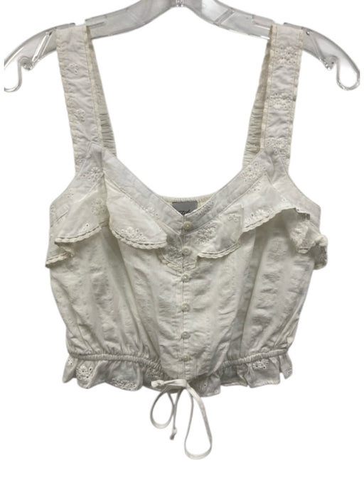 Mitylene Size M White Rayon Blend Floral Eyelet Sleeveless Tie Detail Top White / M