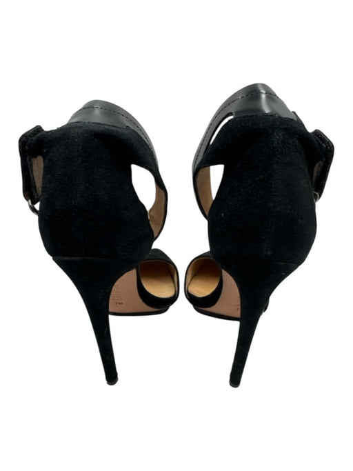 L.A.M.B. Shoe Size 7 Black Leather Upper Suede Velcro Ankle Pointed Toe Pumps Black / 7