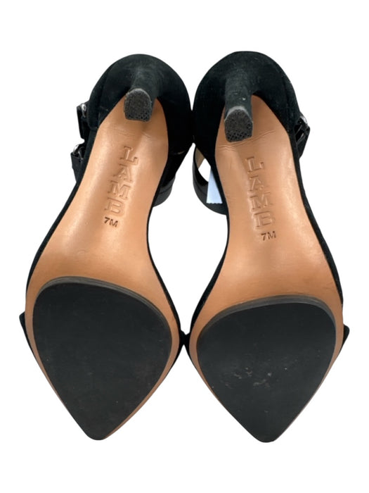 L.A.M.B. Shoe Size 7 Black Leather Upper Suede Velcro Ankle Pointed Toe Pumps Black / 7
