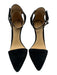 L.A.M.B. Shoe Size 7 Black Leather Upper Suede Velcro Ankle Pointed Toe Pumps Black / 7