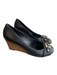 Tory Burch Shoe Size 8 Black Leather Gold hardware Wedge Round Toe Shoes Black / 8