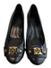 Tory Burch Shoe Size 8 Black Leather Gold hardware Wedge Round Toe Shoes Black / 8