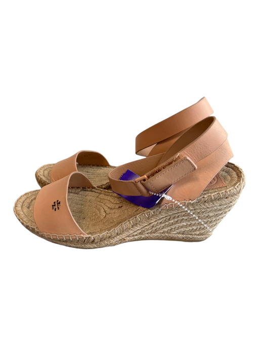 Tory Burch Shoe Size 8.5 nude Leather Raffia Wedge Ankle Strap Sandal Shoes nude / 8.5