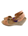 Tory Burch Shoe Size 8.5 nude Leather Raffia Wedge Ankle Strap Sandal Shoes nude / 8.5