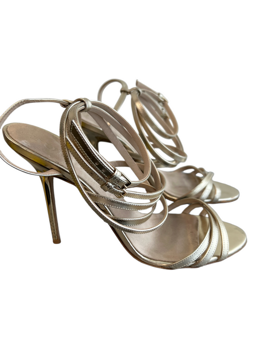 Burberry Shoe Size 40 Gold Leather Multi Strap Stiletto Open Toe & Heel Shoes Gold / 40