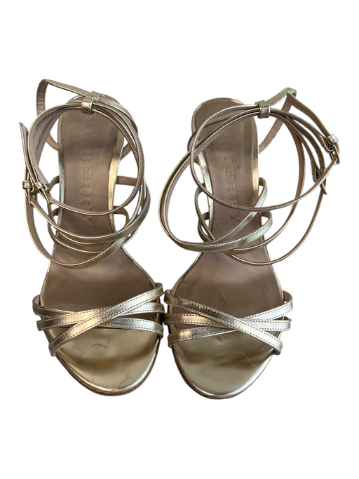 Burberry Shoe Size 40 Gold Leather Multi Strap Stiletto Open Toe & Heel Shoes Gold / 40