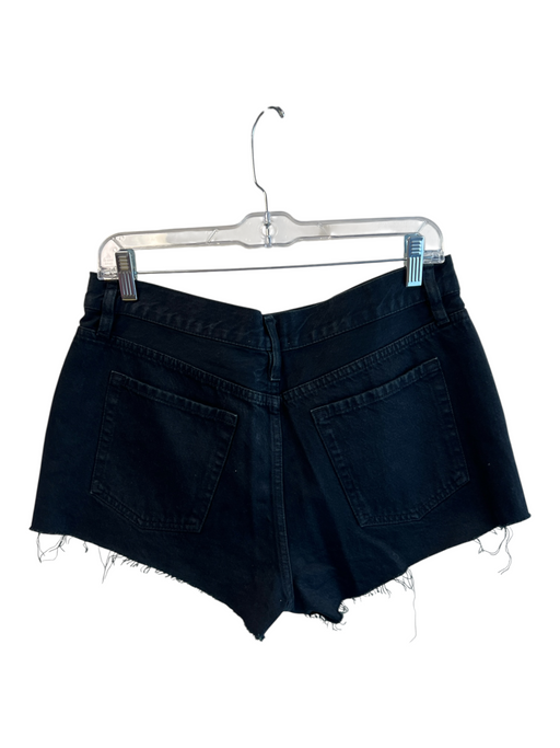 Frame Size 27 Black Denim Cotton Blend Button Fly 5 Pocket Raw Hem Shorts Black Denim / 27