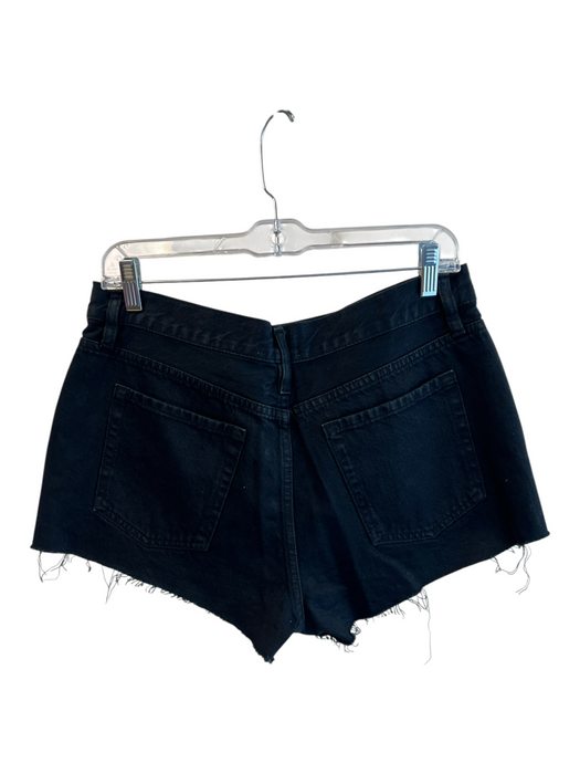 Frame Size 27 Black Denim Cotton Blend Button Fly 5 Pocket Raw Hem Shorts Black Denim / 27
