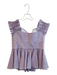 Caroline Constas Size Medium Purple & White Cotton Striped Off Shoulder Top Purple & White / Medium