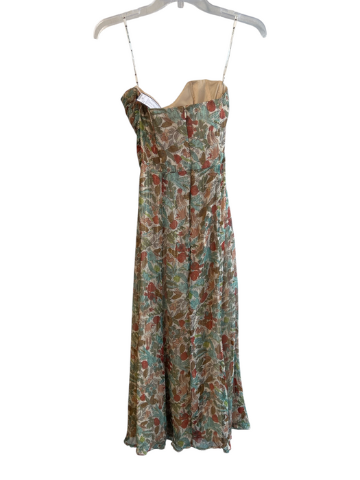 Nanette Lepore Size 2 Rust, Green & Multi Acetate Lined Back Zip Strapless Dress Rust, Green & Multi / 2