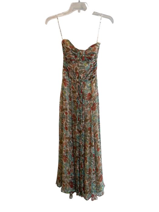 Nanette Lepore Size 2 Rust, Green & Multi Acetate Lined Back Zip Strapless Dress Rust, Green & Multi / 2