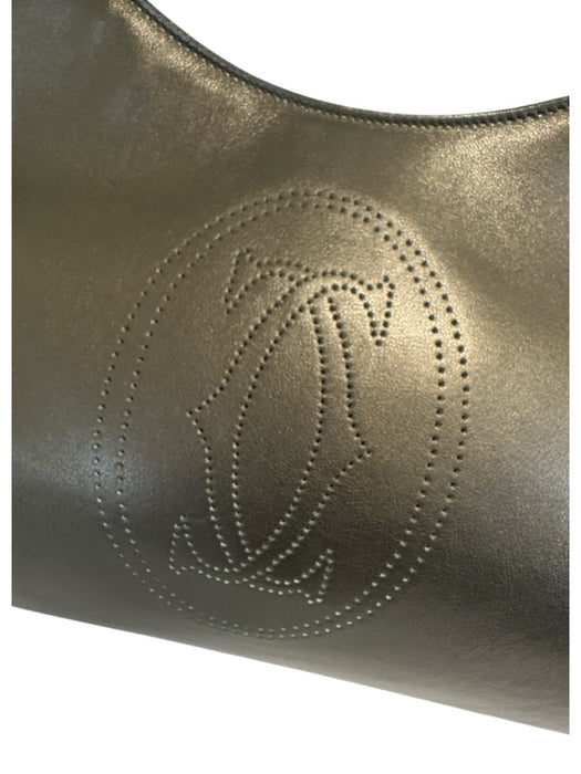 Cartier Black & Dark Brown Leather Snake Skin Logo Zip Close Feet Bag Black & Dark Brown / Medium