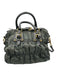 Prada Green Nylon Leather trim Logo Pleated Zip Bag Green / Medium