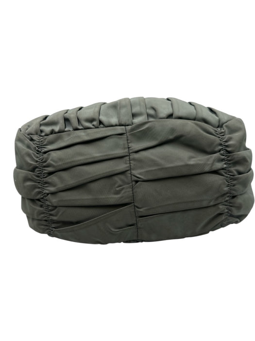 Prada Green Nylon Leather trim Logo Pleated Zip Bag Green / Medium