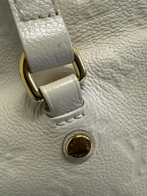 Louis Vuitton Cream White Leather Top Handle embossed monogram Gold Hardware Bag Cream White / Large