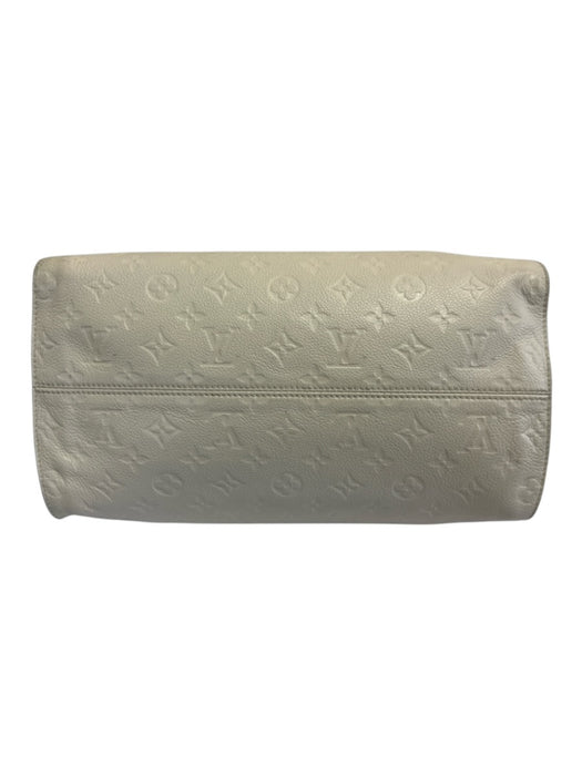 Louis Vuitton Cream White Leather Top Handle embossed monogram Gold Hardware Bag Cream White / Large