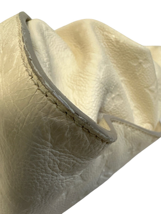 Louis Vuitton Cream White Leather Top Handle embossed monogram Gold Hardware Bag Cream White / Large