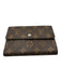 Louis Vuitton Brown & Tan Coated Canvas Flap Monogram Card Slots Wallets Brown & Tan