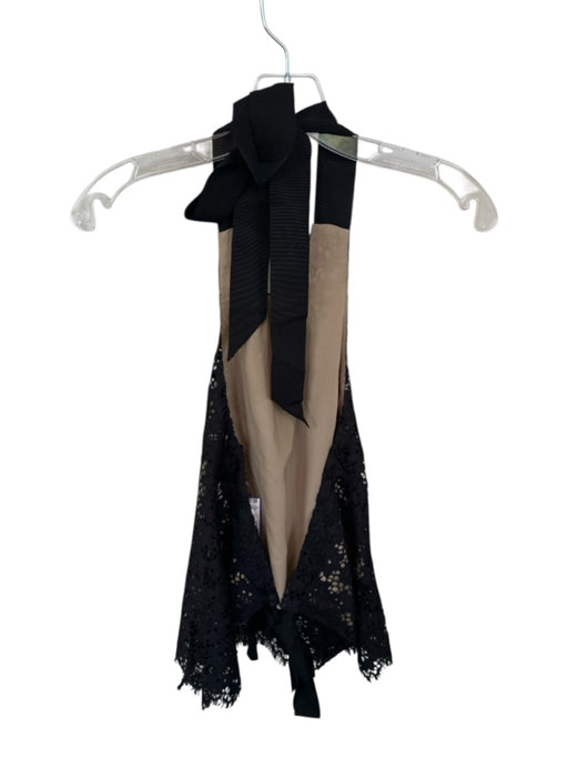 Intermix Size P Black & Nude Polyester Blend Halter Neck Lace Overlay Top Black & Nude / P