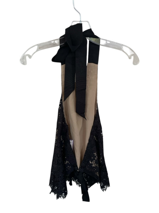 Intermix Size P Black & Nude Polyester Blend Halter Neck Lace Overlay Top Black & Nude / P