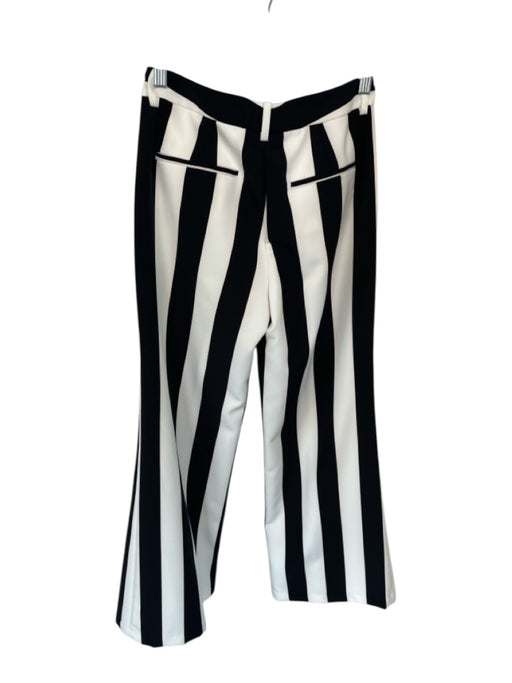 Alice & Olivia Size 2 White & Black Polyester High Waist Striped Wide Leg Pants White & Black / 2