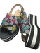 Gucci Shoe Size 38.5 Black & Multi Patent Canvas Platform Logo Sandals Black & Multi / 38.5