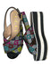 Gucci Shoe Size 38.5 Black & Multi Patent Canvas Platform Logo Sandals Black & Multi / 38.5