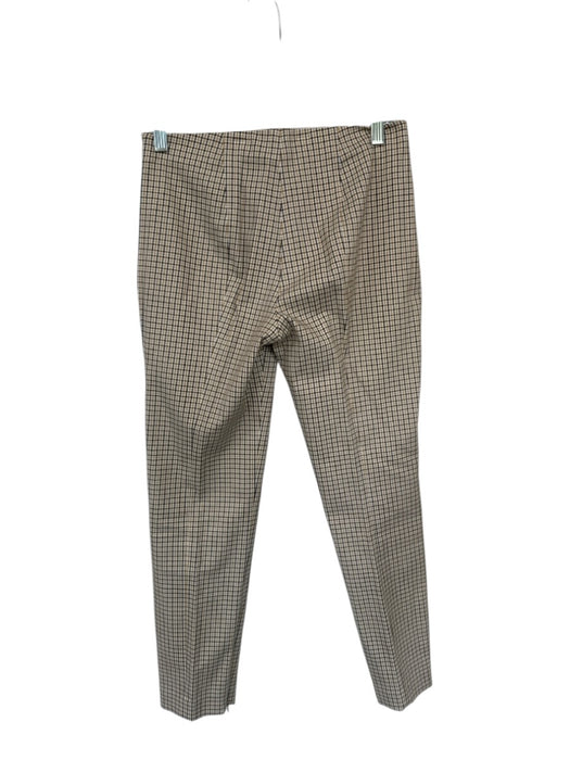 Theory Size 0 Yellow & Brown Cotton Blend Side Zip Checkered Trouser Pants Yellow & Brown / 0