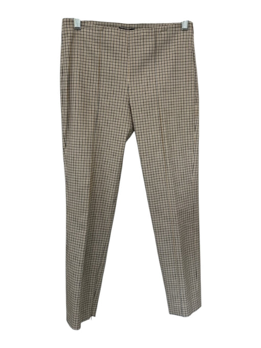 Theory Size 0 Yellow & Brown Cotton Blend Side Zip Checkered Trouser Pants Yellow & Brown / 0