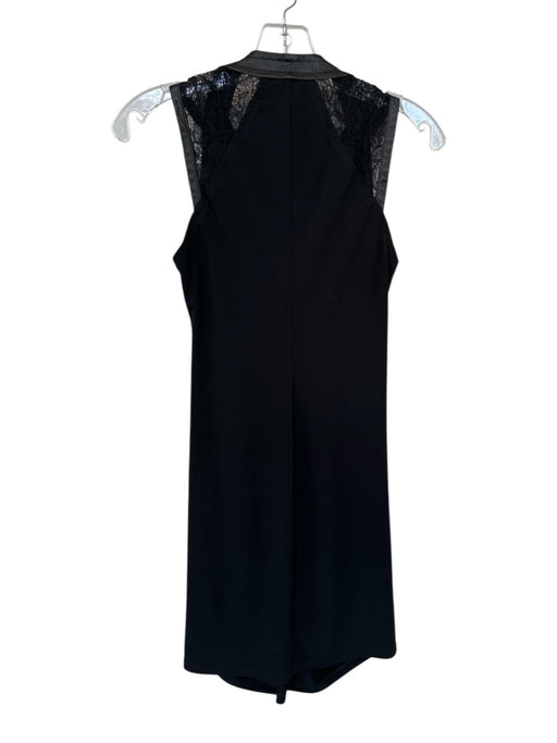 Cut 25 Size 2 Black Nylon Blend Leather Accent Sleeveless Cowl neck Dress Black / 2