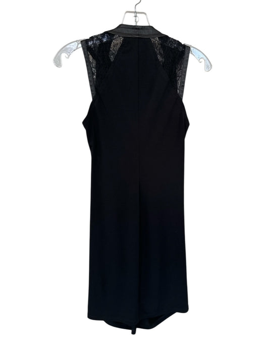 Cut 25 Size 2 Black Nylon Blend Leather Accent Sleeveless Cowl neck Dress Black / 2