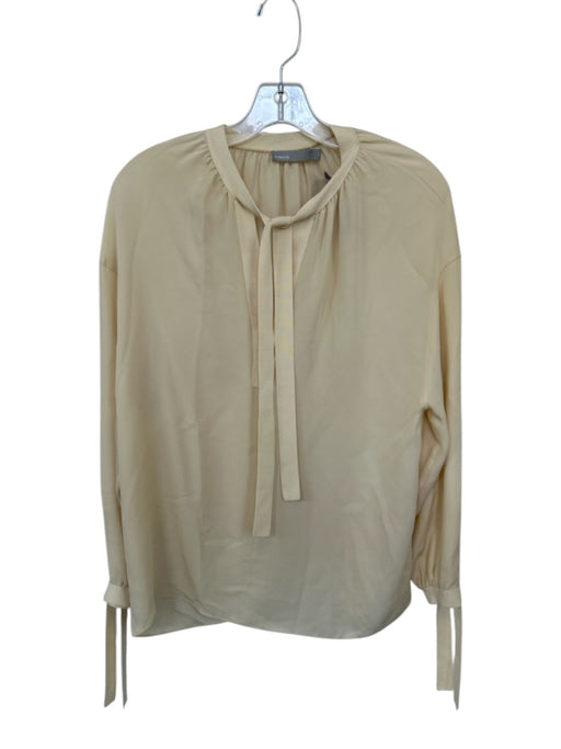 Vince Size XS Tan Silk Long Sleeve neck tie Top Tan / XS